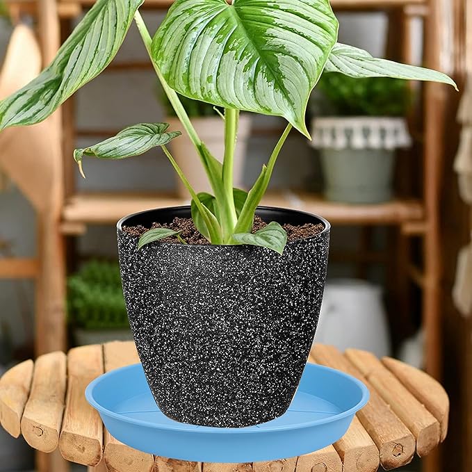 2 Pack of Plant Saucer Tray 14 inch, Heavy Duty Plastic Pot Plant Drip Trays Saucers for for Indoors Outdoor, Plant Water Tray for Planters 13-14" (14", Teal)