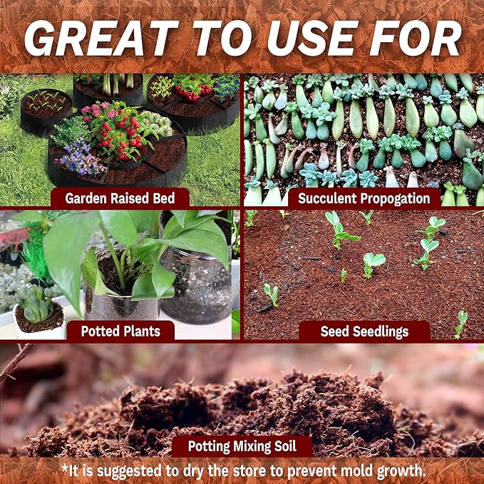 Coco Coir for Plants- 10LB Organic Coconut Coir Brick with Low EC & PH Balanced,Coco Fiber for Herbs& Flowers, Renewable Coco Soil for Planting(18 Gal.)