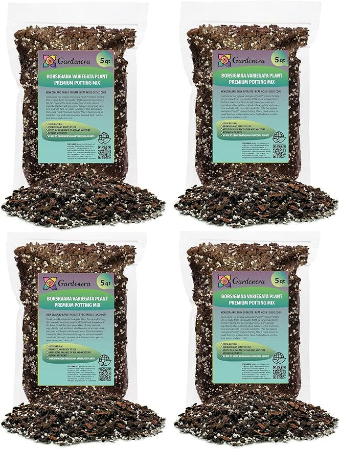 Premium Monstera Borsigiana Soil Mix - Trusted by Experts for Strong and Healthy Plants by Gardenera - 20 Quart (4 Bags of 5 Quart)