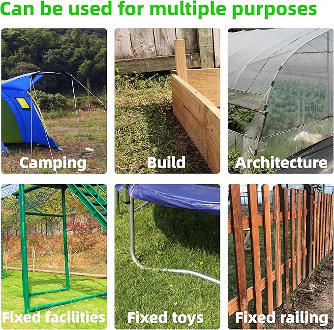 10 Pieces 16-Inch Garden Ground Stakes Galvanized Steel J Shape Hook Rebar Stake - Heavy DutyAnchors for Tents, Position Kits,Fences, and Trampolines