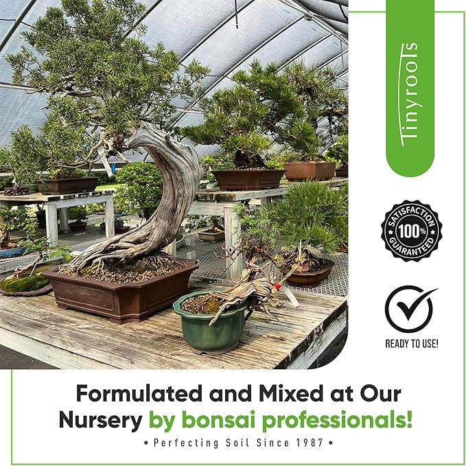 Bonsai Soil Mix by Tinyroots - All Purpose Bonsai Soil Mix Ready to Use Blend, Used for All Varieties of Bonsai Trees, 2.25 Quarts