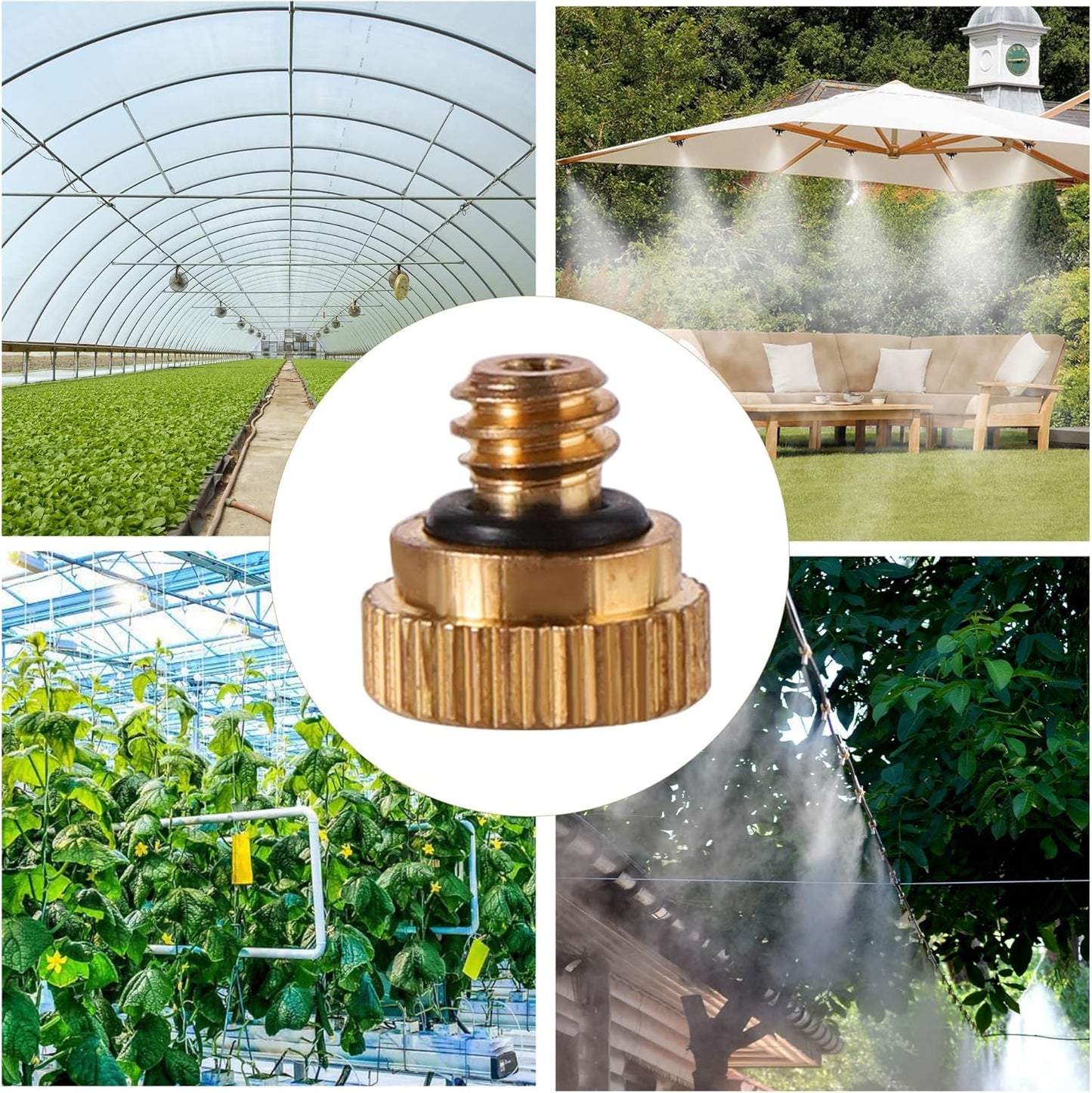 50 Pack Brass Misting Nozzles with 50Pc Brass Misting Nozzles O Ring,Heavy Duty Misting Nozzle 0.02" Orifice (0.5 mm)10/24 UNC for Outdoor Cooling System Dust Control