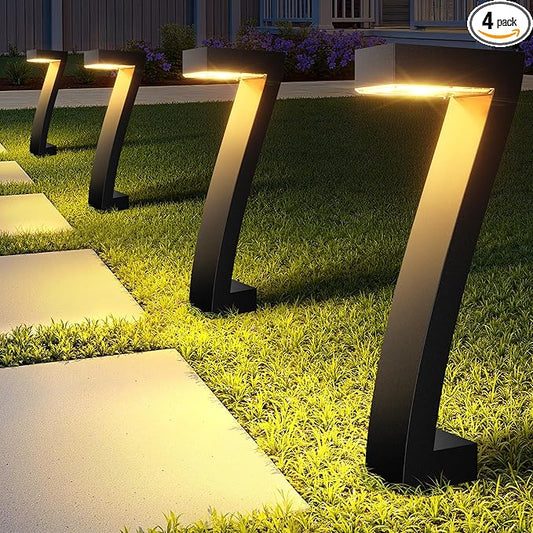 WdtPro Solar Lights Outdoor Pathway Lights, 4 Pack Upgraded Bright LED Outdoor Solar Light for Outside, IP65 Waterproof Solar Garden Light for Yard, Driveway, Walkway, Landscape, Patio Decor