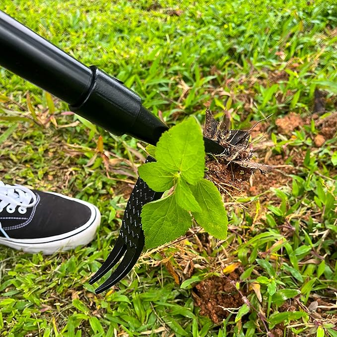 Weed Removal Head Replacement Tool, 4-Claw Steel Head Design, Manual Weeding Tool, Black