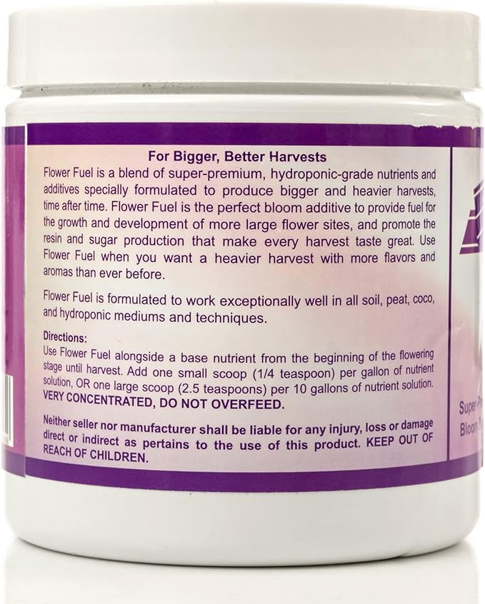 Bloom Booster and Yield Enhancer for Plants - Big, Heavy, Healthy Harvests, for Use in Soil and Hydroponics - Concentrated Phosphorus and Potassium - Flower Fuel 1-34-32, 250g