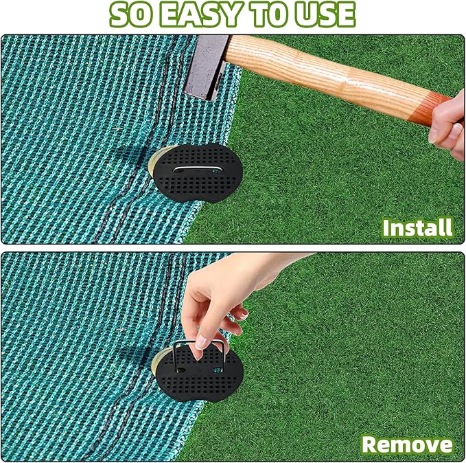 40 Pack 6 Inch Landscape Staples & 40pcs Fixing Gasket Sets, Garden Stakes Galvanized Steel Fabric Pins Heavy-Duty U Shape Sod Turf Pins for Ground Weed Fabric Barrier, Orchard, Yard, Tents