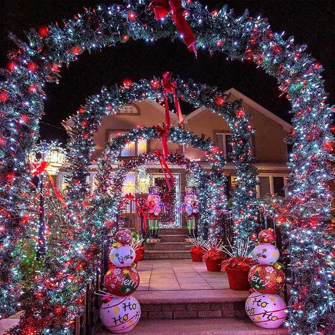 500 LED Christmas String Lights - 165ft Outdoor Waterproof Twinkle Fairy Lights, 8 Modes Plug-in With Timer Memory for Indoor Outside Bedroom Home Party Decoration, Red & White
