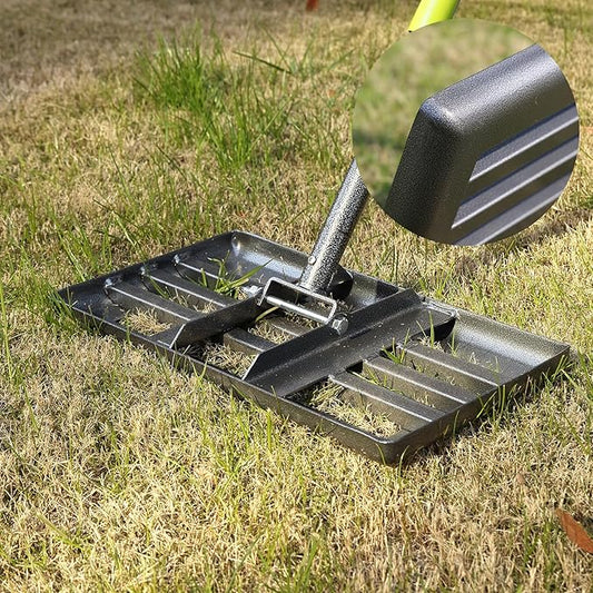 Lawn Leveling Rake, Heavy Duty Levelawn Tool for Garden Level Soil or Dirt Ground Surfaces Easily, 17” x 10” Ground Plate, Steel Handle Length is 60 inch