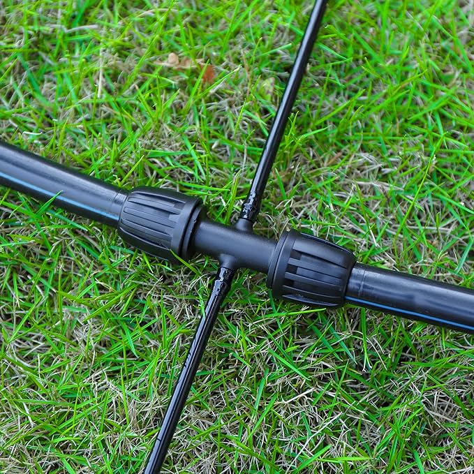 Barbed Tee 1/2 Inch to 1/4 Inch Irrigation Tube Fittings for (1/2'' ID x 0.60''-0.63'' OD) 16mm Drip Tubing Anti-Drop Barbed Connectors,4-Way-10 Pcs