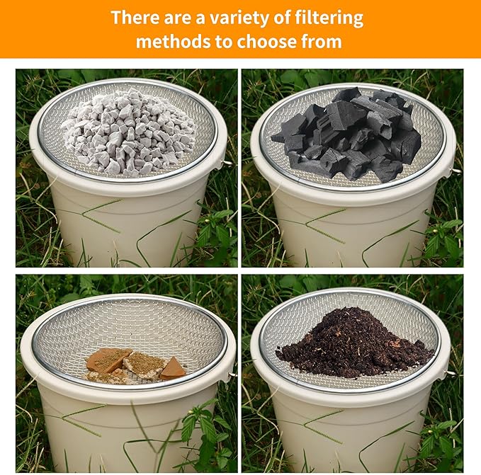 1pcs 1/4 Inch Compost Sifter for Garden Sand Soil,Soil Sifter Mesh Gardening Tool,Sifter for Rocks,Compost Sifter,Sand Screen,Garden Potting Mesh Sieve Sifting Pan,for 5 Gallon Bucket.…