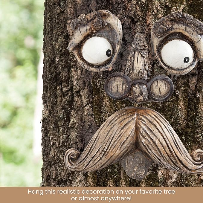 Bits and Pieces - 'Old Man' Tree Hugger - Yard Decorations - Whimsical Tree Sculpture - Garden Decoration - Garden Peeker Yard Art