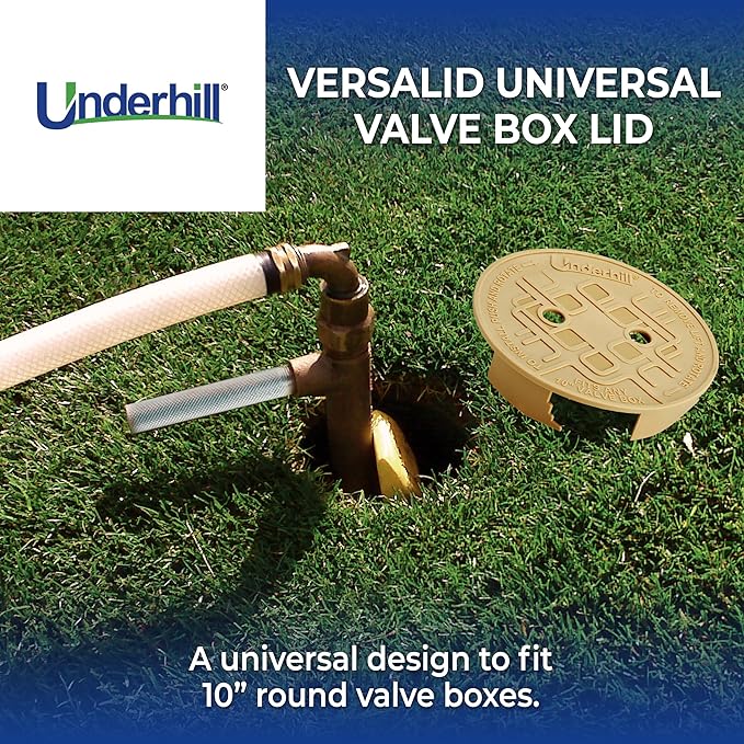 Underhill Sprinkler Valve Round Box Lid, VersaLid 10 Inch Universal Cover for Automatic Irrigation System, Tan, VL-10T