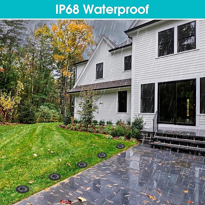 NFESOLAR Solar Ground Lights Outdoor 8 Pack, IP68 Waterproof Flat Solar Outdoor Lights for Garden, Bright Solar Powered Landscape Lighting for Yard Lawn Patio Driveway Walkway Decor (White)