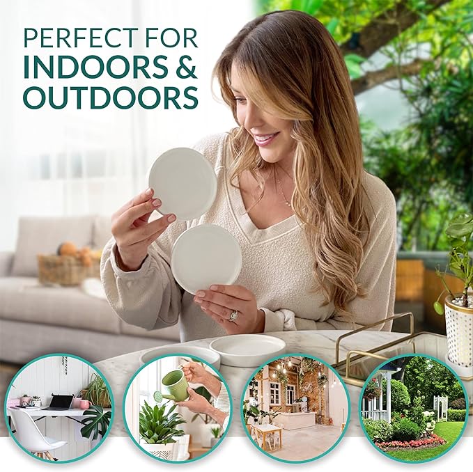 Willowy Matte White Ceramic Pot Saucer - Drainage Tray for 2,3,4 Inch Planters - Drip Trays - Four Pack…