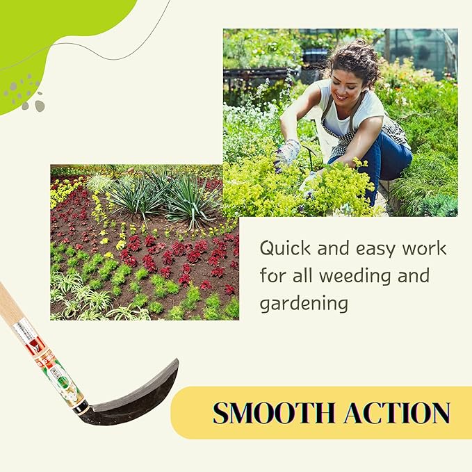 Japanese Weeding Sickle (Thick Blade), High Grade Steel Blade (Blue Steel No.2) Hand Tool for Gardening, Weeding and Farming, Blade Length 6.30inch