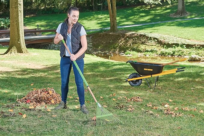 AMES 20201033 Steel Tine Leaf Rake with Hardwood/Steel Handle, 22 Tines