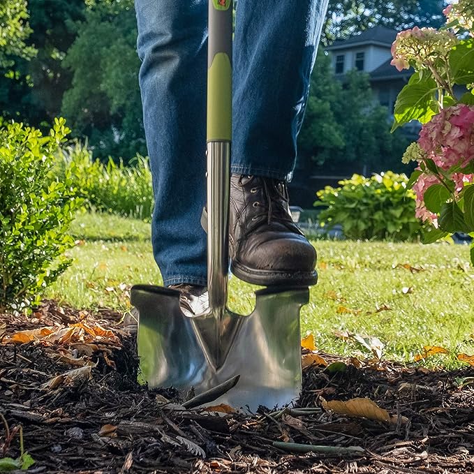 Radius Garden 202 PRO Ergonomic Stainless Steel Shovel, Original Green
