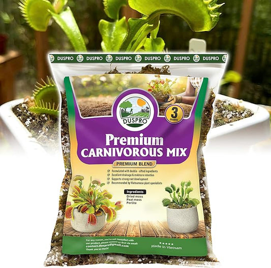 DUSPRO Carnivorous Plant Soil Mix 3QT-Include Forest Moss, Peat Moss, Perlite Potting Mix for Carnivorous Plants, Carnivorous Plants, Pitcher Plant, Butterworts, Sundews - Carnivorous Plant Food