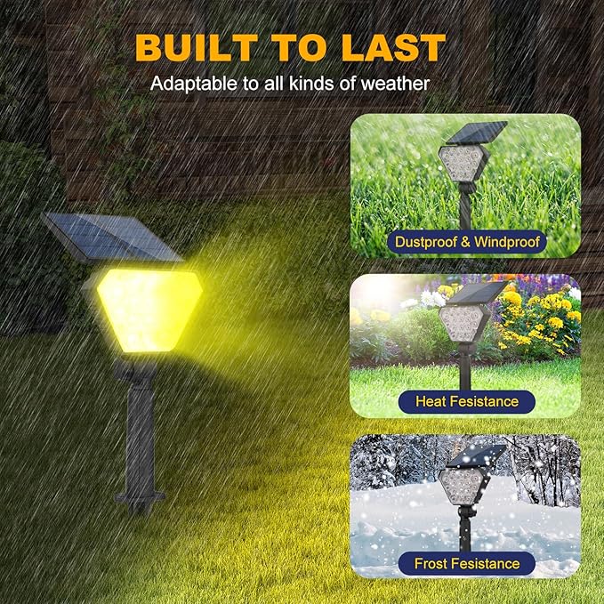 T-SUN Solar Spotlights Outdoor 6Pack Solar Landscape Spot Lights Color Changing IP65 Waterproof Auto On/Off for Garden Yard Lawn Pathway