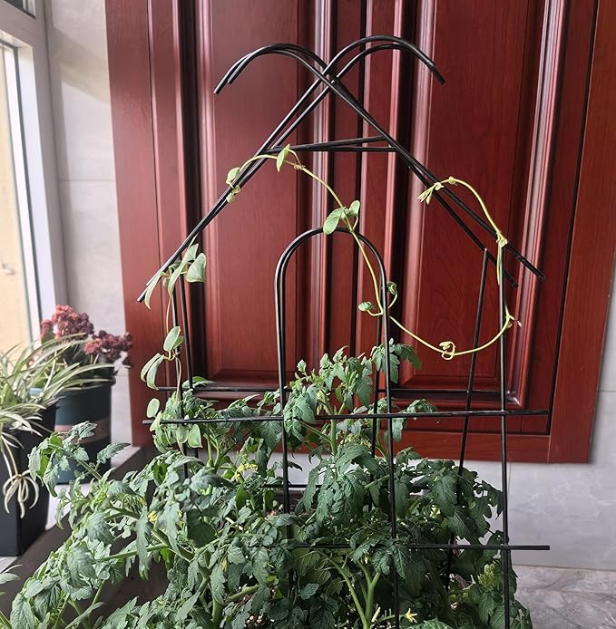 ARIFARO 32'' Metal Garden Trellis for Climbing Plants, Indoor/Outdoor Sturdy Plant Trellis for Potted Plants,House Plants, Climbing Vines, Pack of 4, Black