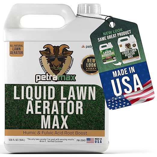 PetraMax Liquid Aeration for Lawn with Humic & Fulvic Acid Biostimulants, Liquid Aerator, Liquid Aerator, Soft Soil Liquid Aerator, Lawn Aeration, Soil Loosener, Soil Aerator, 160,000 sq ft (1 Gal)