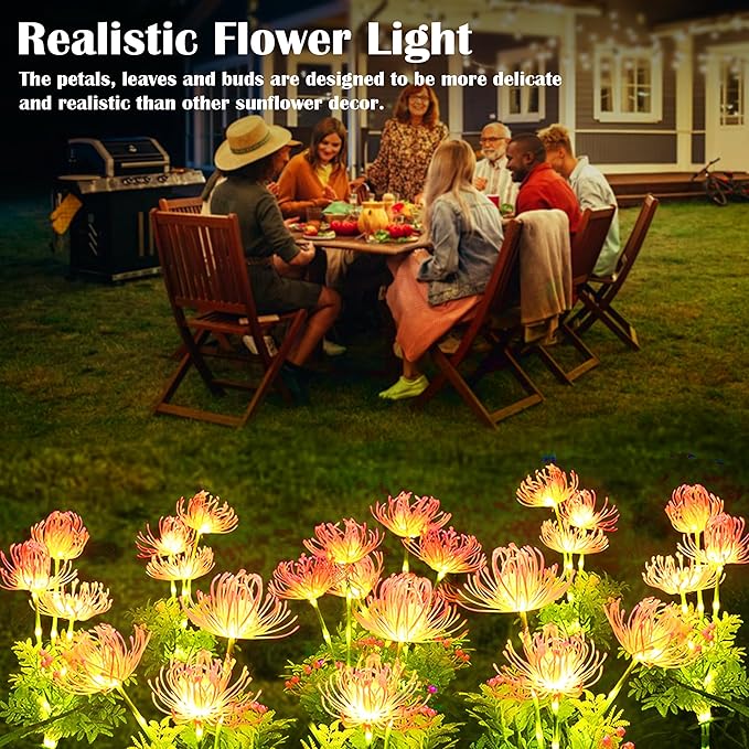 SunKite Solar Garden Lights, Solar Flowers Lights with Glowing Flowers & Stems, Outdoor Stake Decorative Lighting Waterproof for Garden,Yard Patio Pathway Decor,Gift for Mother（4 Pack）