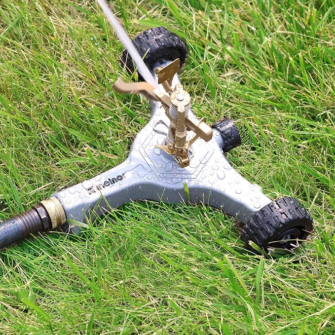 Melnor 65068-AMZ Pulsating Sprinkler QuickConnect Product Adapter Set, Amazon Bundle, Metal Wheeled Base