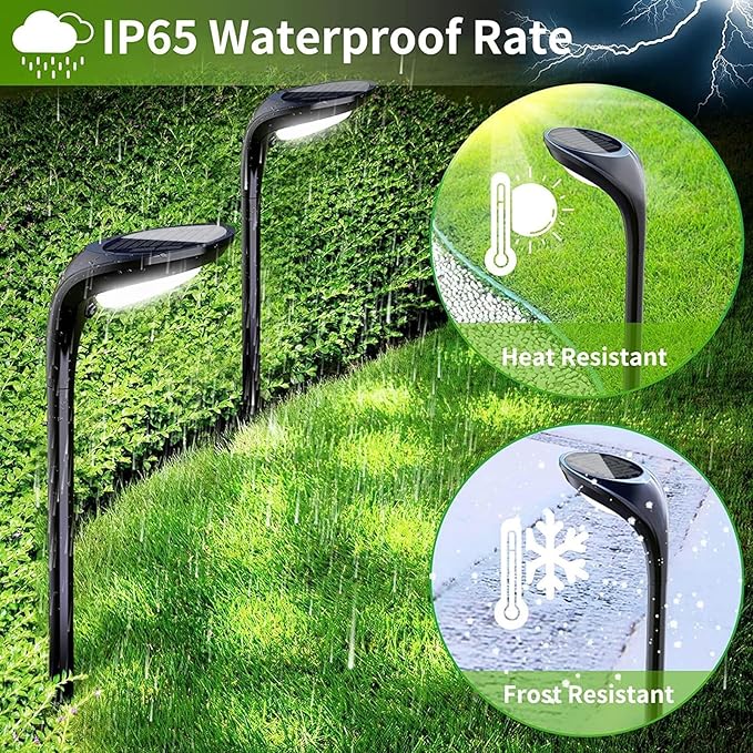 JSOT 6 Pack Solar Lights for Outside Garden Decor, IP65 Waterproof Solar Landscape Outdoor Lighting for Pathway Walkway Driveway Backyard Decoration (Cool/Warm White)