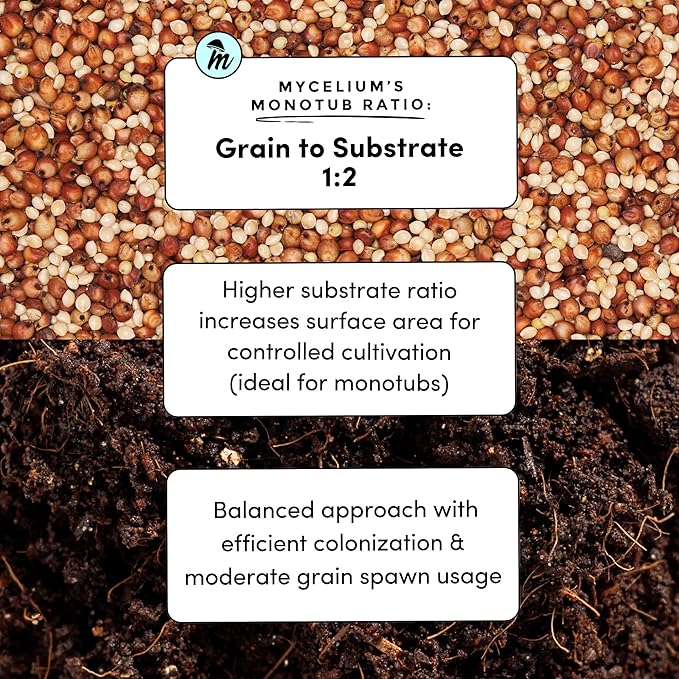 Mycelium's Dung-Loving Mushroom Monotub Bundle - 4LB CVG & 2LB Millet/Milo Grain | Expertly Prepared for Peak Mycelium Growth | Nutrient-Dense for Home Growers | Complete with Cultivation Enhancer