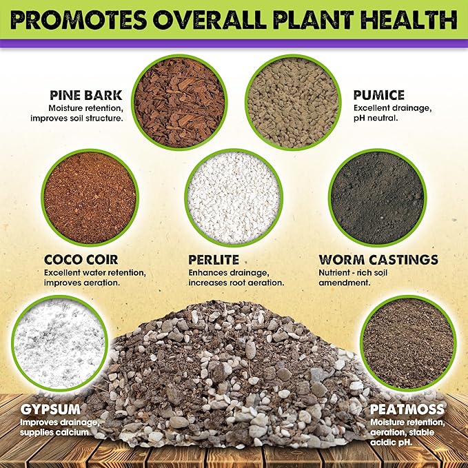 DUSPRO Recycle Pre-Mixed House Plant Potting Mix 7in1 with Potting Soil Indoor Plants, Tropical Indoor Potting Soil with Pine Bark, Pumice, Coco Coir, Perlite, Worm Castings, Gypsum, Peat Moss 4QRT