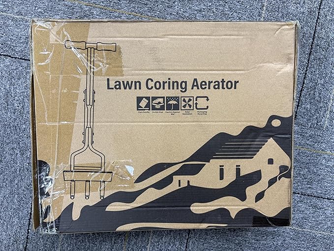 Manual Lawn Aerator with Tray & 3 Hollow Slots Manual Soil Corer Collector Lawn Plug Core Aeration Tool Heavy Duty Lawn Core for Soils & Lawns Yard Garden, 37.6 inches, Black