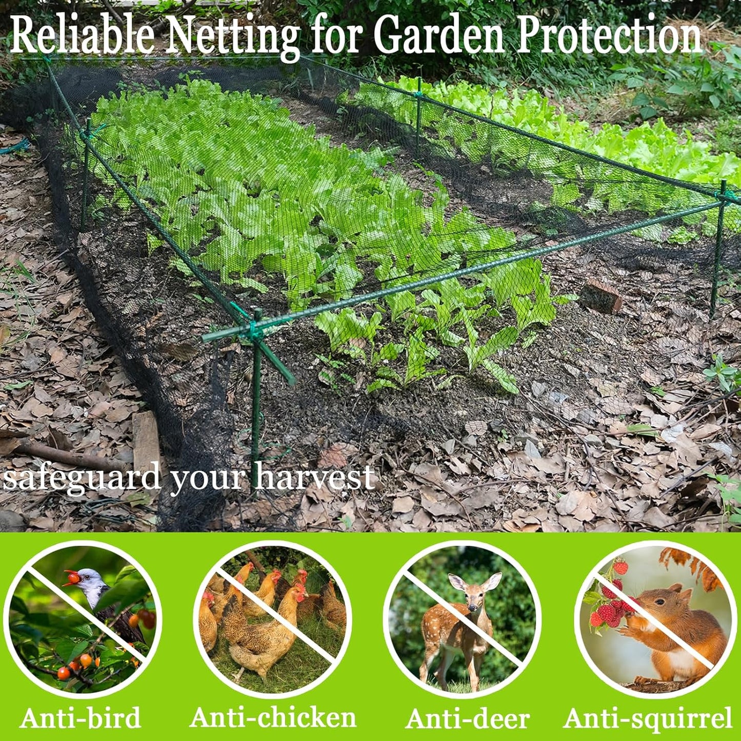 Meanchen Bird Netting 20x20 Ft, 1/2In Mesh Heavy Duty Garden Netting Pest Barrier for Plants, Vegetables, Extra Strong Woven Mesh Netting, Animal Fencing for Fruit Trees Against Birds, Deer, Poultry
