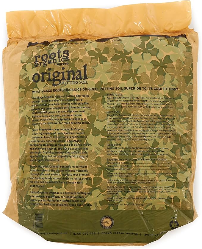 Roots Organics ROD75 Hydroponic Gardening Ready-to-Grow Coco Fiber-Based Potting Soil, 0.75 cu ft/5.6 gal for Plants