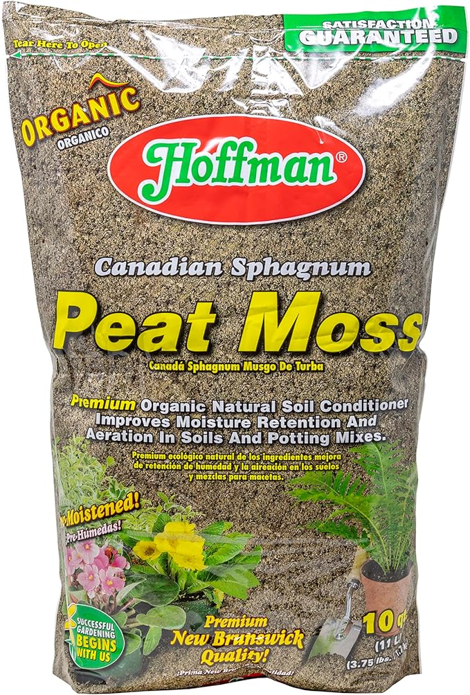 Hoffman Canadian Sphagnum Peat Moss Soil Conditioner to Improve Moisture Retention and Aeration, 10qt Bag, Pack of 3