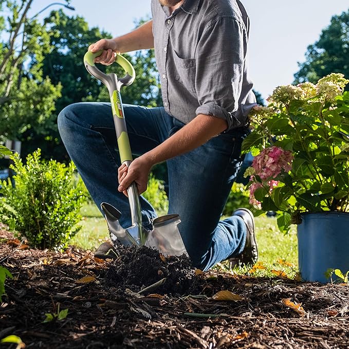 Radius Garden 202 PRO Ergonomic Stainless Steel Shovel, Original Green