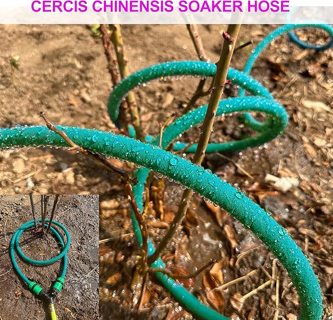 Soaker Hose 1/2"X10ft of 2 Pcs,Green Rubber Hose Water Saving up to 70%,Durable Flexible Soaker Hose that irrigation for Patio Lawn,Trees,Vegetables and Flowers. …