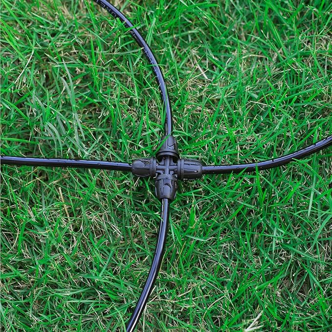 1/4 inch Drip Irrigation Fittings, Lock Barbed 4 Way Couplings for ¼ in. tubing; Tubing Outside Diameter (OD) is 0.250 in., Internal Diameter (ID) is 0.170. in.(20Pcs/Pack) (Black-4-Way)