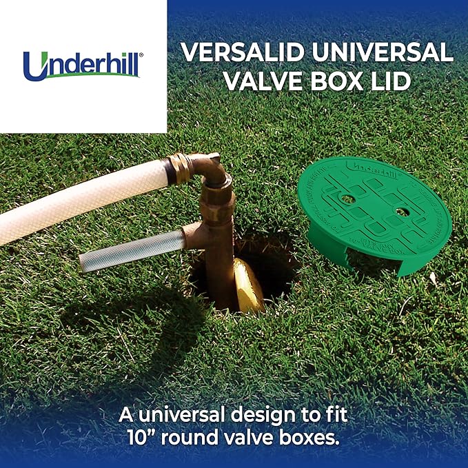 Underhill Sprinkler Valve Round Box Lid, VersaLid 10” Universal Cover for Automatic Irrigation System, Lawn, Yard, Outside, Green, 4 Pack