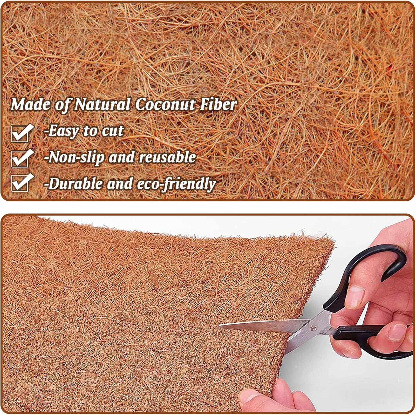 ZeeDix 3 Pack 16 x 80 x 0.28inches Thickened No-Slip Ice and Snow Carpet Mats- Natural Coconut Fiber Carpet for Garden, Front Door, Stairs, Porch Outdoor Safer Walking