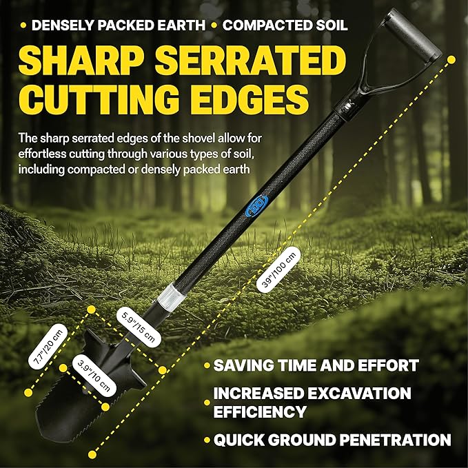 CKG Carbon Metal Detecting Set - Spade Shovel, Hand Shovel Digging Tool, Pouch Bag – Lightweight and Durable Shovels for Digging Treasure Hunting,Set