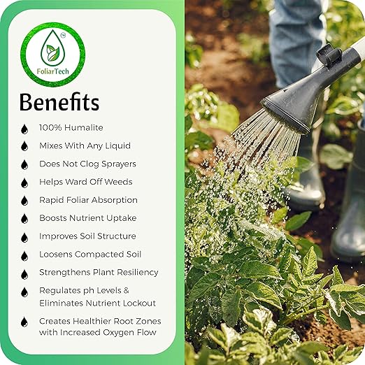 Humic Acid Organic Lawn Fertilizer - Fulvic Humic Mineral Blend for Trees, Shrubs, Ornamentals, Vegetables & Crops - FoliarTech, 2.6 Gallons