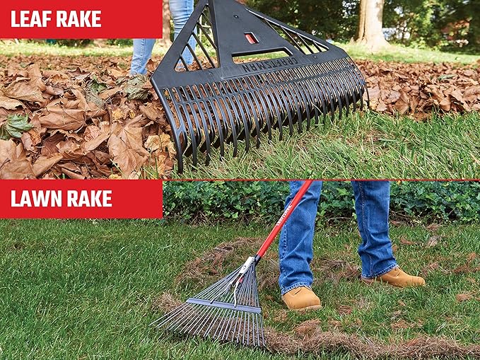 CRAFTSMAN 2-Piece Raking Set with Leaf & Lawn Rakes, Fiberglass & Rubber Coated Handles, Cushion Grips, for Leaves, Thatching, Dethatching