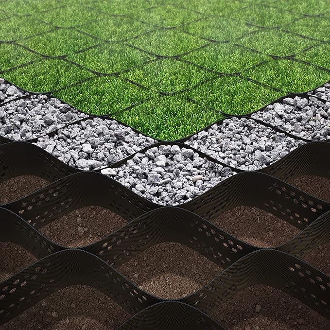 Vodaland - 4" GeoCell - 100% Permeable for Parking Pads, Retaining Walls and Erosion Control, Size 9 ft x 17 ft