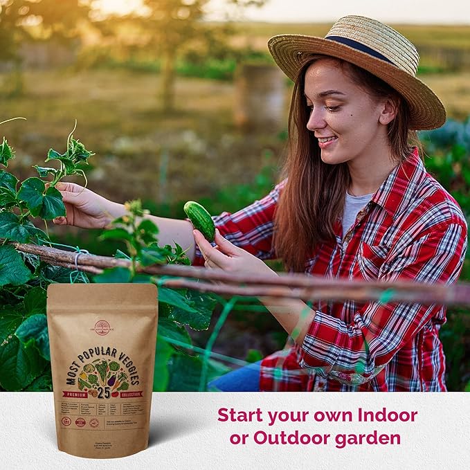 Organo Republic Vegetable Seeds for Planting Vegetables and Fruits - 25 Non-GMO Heirloom Seed Packets for Hydroponic and Outdoor Planting, Semillas de Vegetales para Sembrar