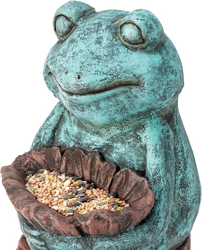 Alpine Corporation 16" Tall Indoor/Outdoor Frog with Flower Garden Statue Decoration, Multicolor