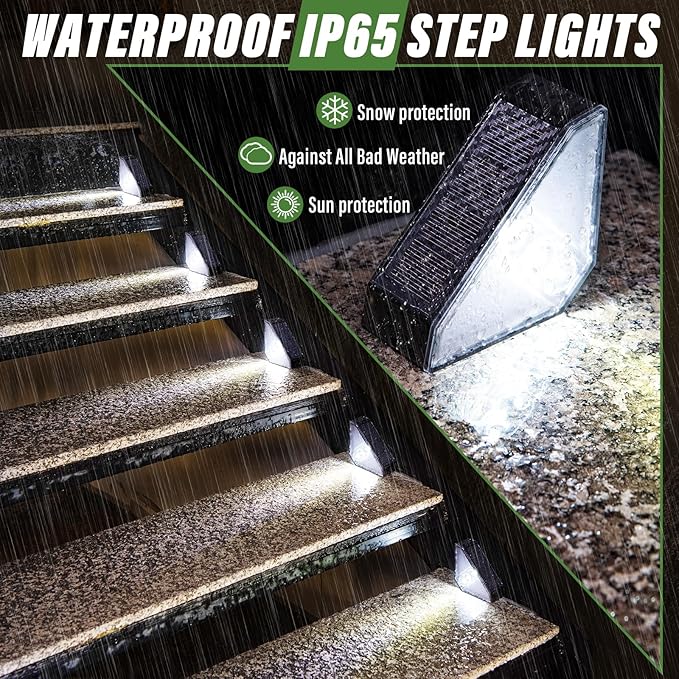 JSOT Solar Step Stair Lights Outdoor Waterproof for Yard Lighting Decor, 14 Pack Solar Powered Deck Fence Lights Outside, Solar Garden Lights for Backyard, Front Porch Step, Balcony, Wall, Patio