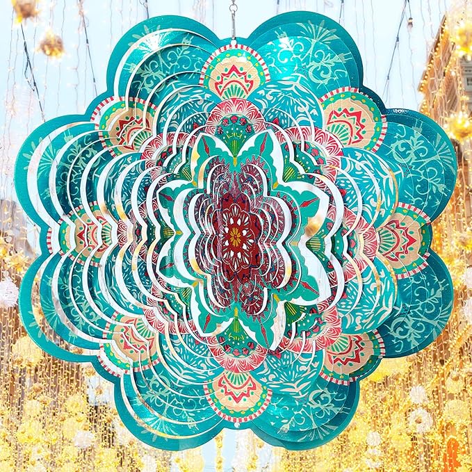 Wind Spinner Mandala Lucky Firework,12inch Hanging Wind Spinner Lucky Gifts for Women/Mother/Grandma/Father/Mom/Wife,Outdoor&Indoor Garden Decorations Yard Art Christmas Ornament