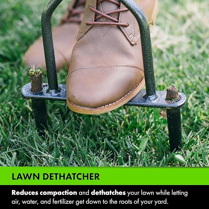 Yard Butler ID-6C Manual Lawn Coring Aerator - Grass Dethatching Turf Plug Core Aeration Tool - Grass Aerators for Small Yards - Loosen Compacted Soil - Gardening Hand Tools - Gray, 37 Inches