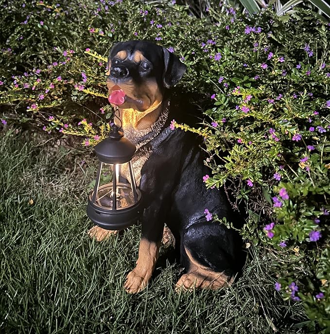 NASKY The Resin Handicraft Solar - Powered Hanging Lamp in The Shape of A Simulated Puppy of The Courtyard is Suitable for Places Such As Courtyards, Gardens and Balconies (Ronaway Dog)