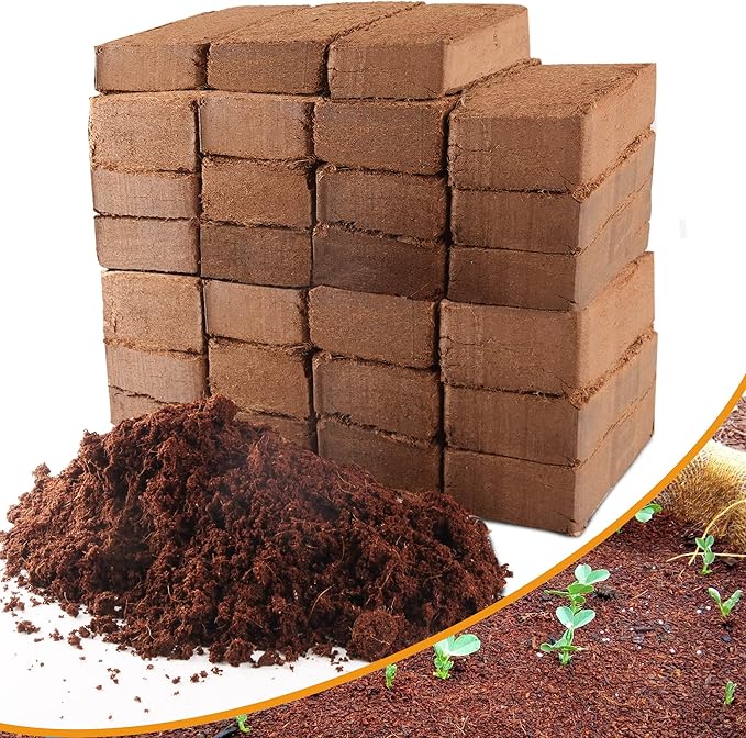 Coco Coir Brick for Plants- 27 Pack Coconut Coir Bricks Premium 100% Organic Peat Moss Mix with Low EC & pH Balance, Fiber Coconut Husk for Planting, Gardening, Potting Soil Substrate
